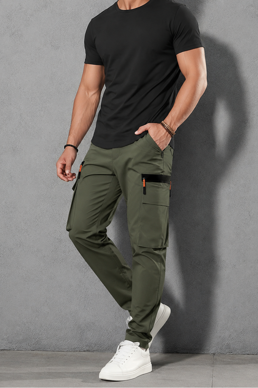 Men's Stretch Terry Cargo Pants – Casual Retro Fit | All-Season Daily Wear