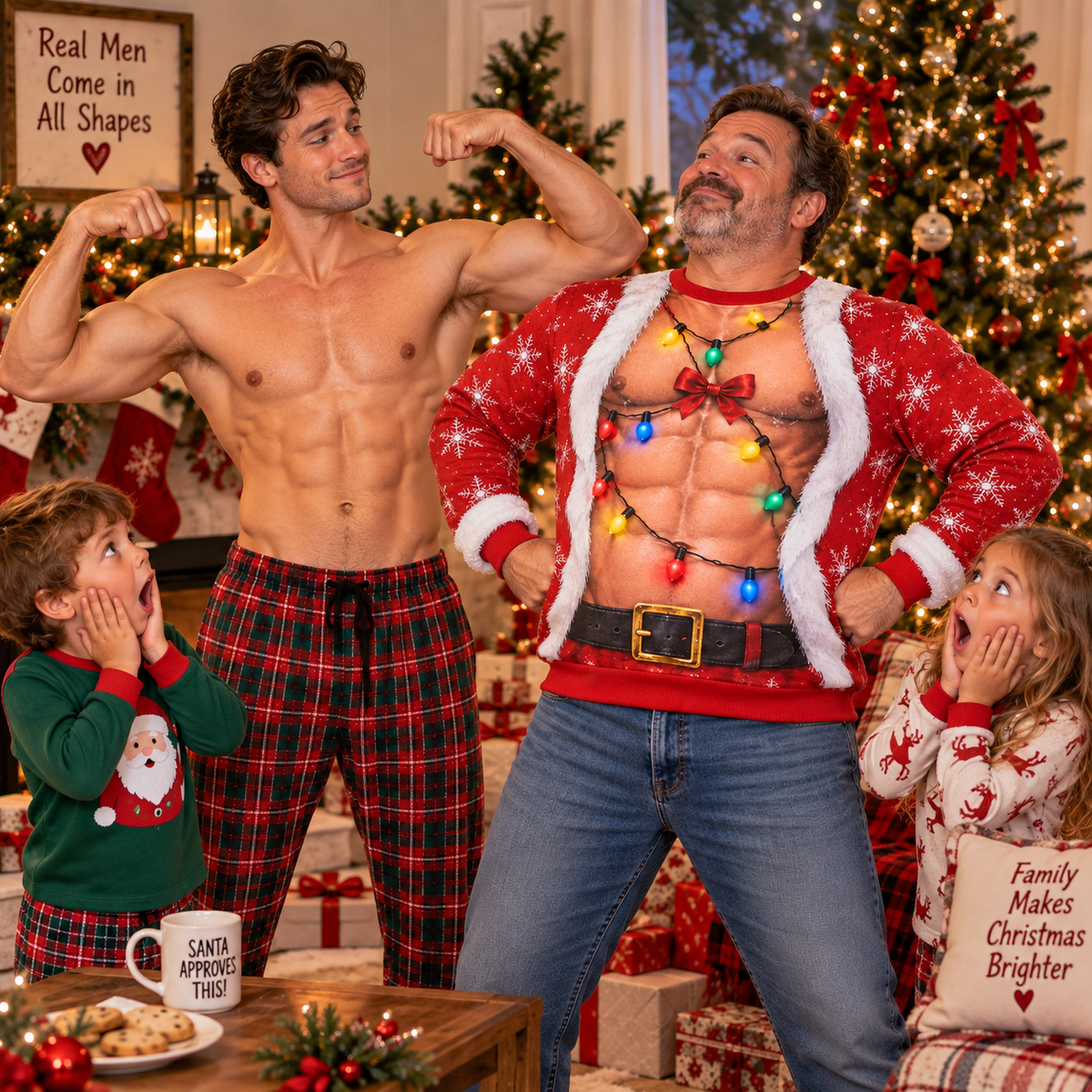 Beer Belly to Muscle Santa Christmas Sweatshirt
