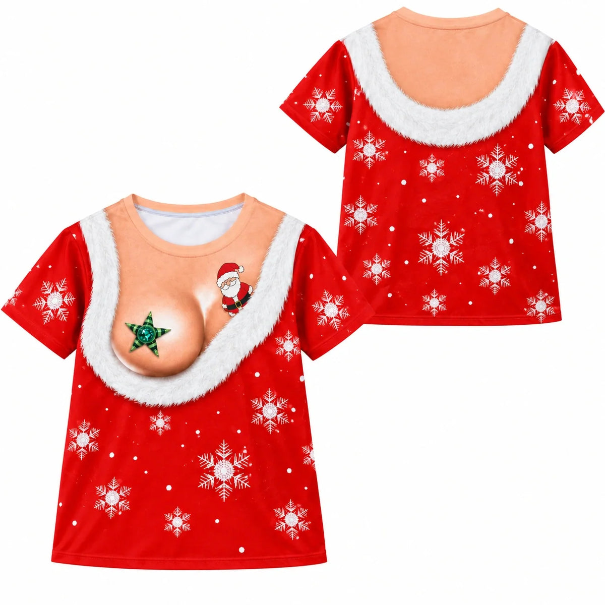 Women’s Funny Christmas Santa Illusion 3-Piece Set – Hoodie, T-Shirt & Leggings