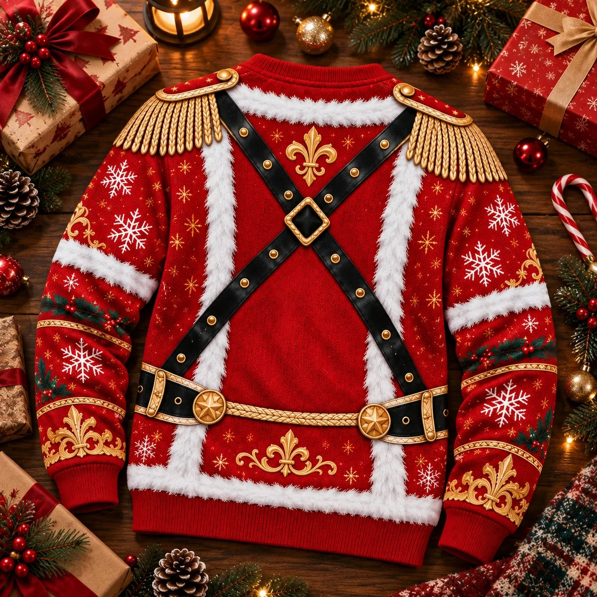 Funny Christmas Nutcracker 3D Muscle Illusion Sweater