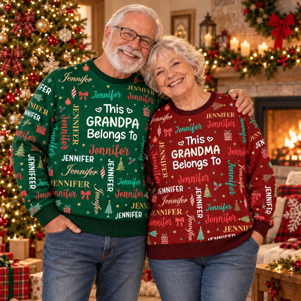 Christmas Gift For Grandma Nana - Personalized Kids Names Unisex Ugly Sweater