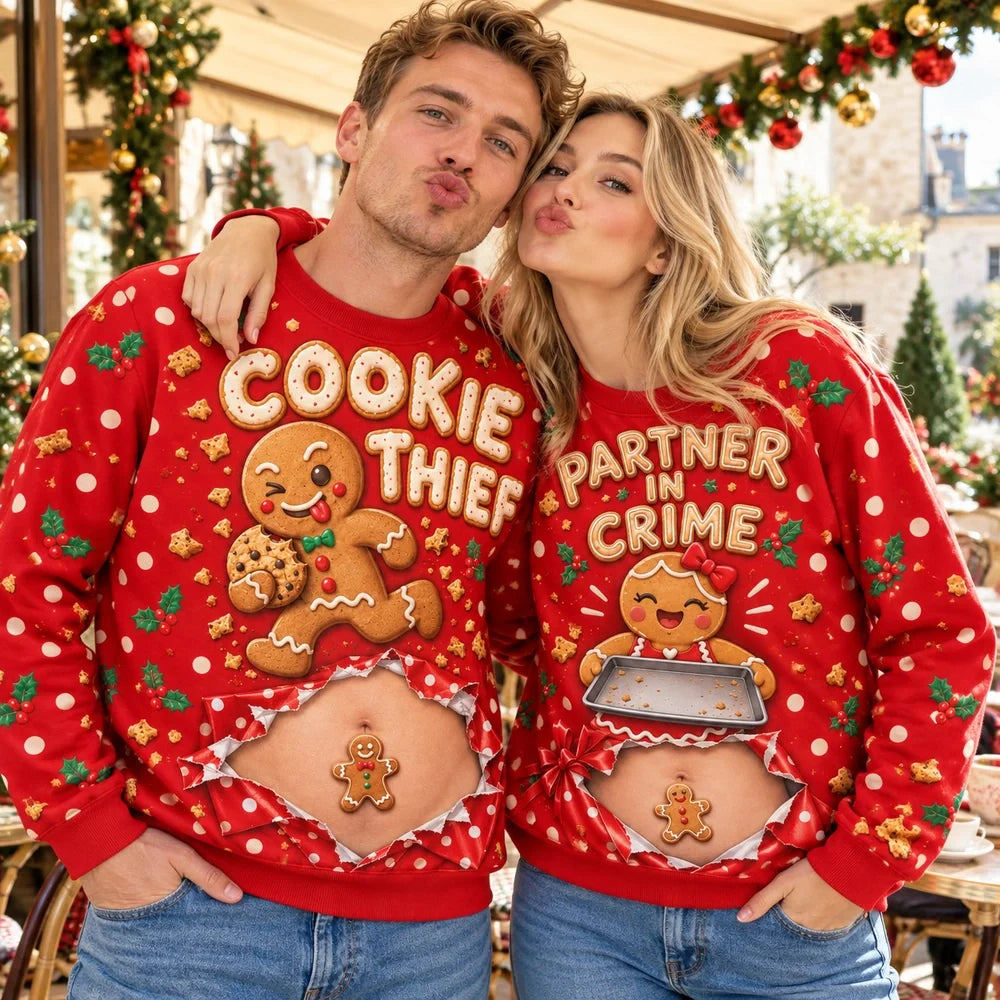 Gingerbread Partners in Crime Matching Christmas Sweatshirts