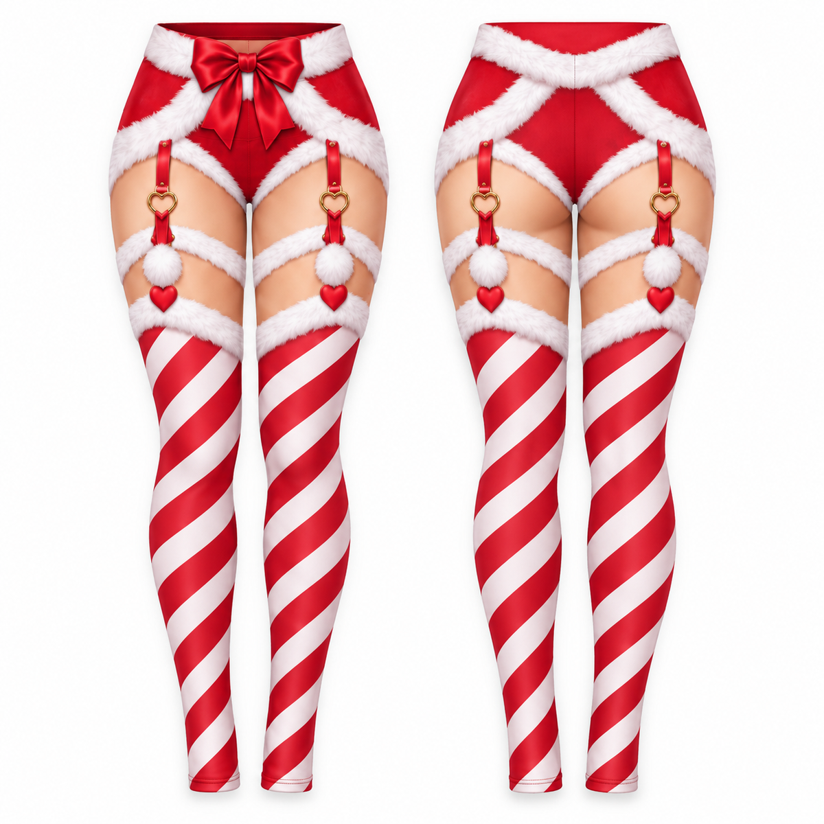 Women's Christmas Candy Cane Print Sweatshirt & Leggings Set