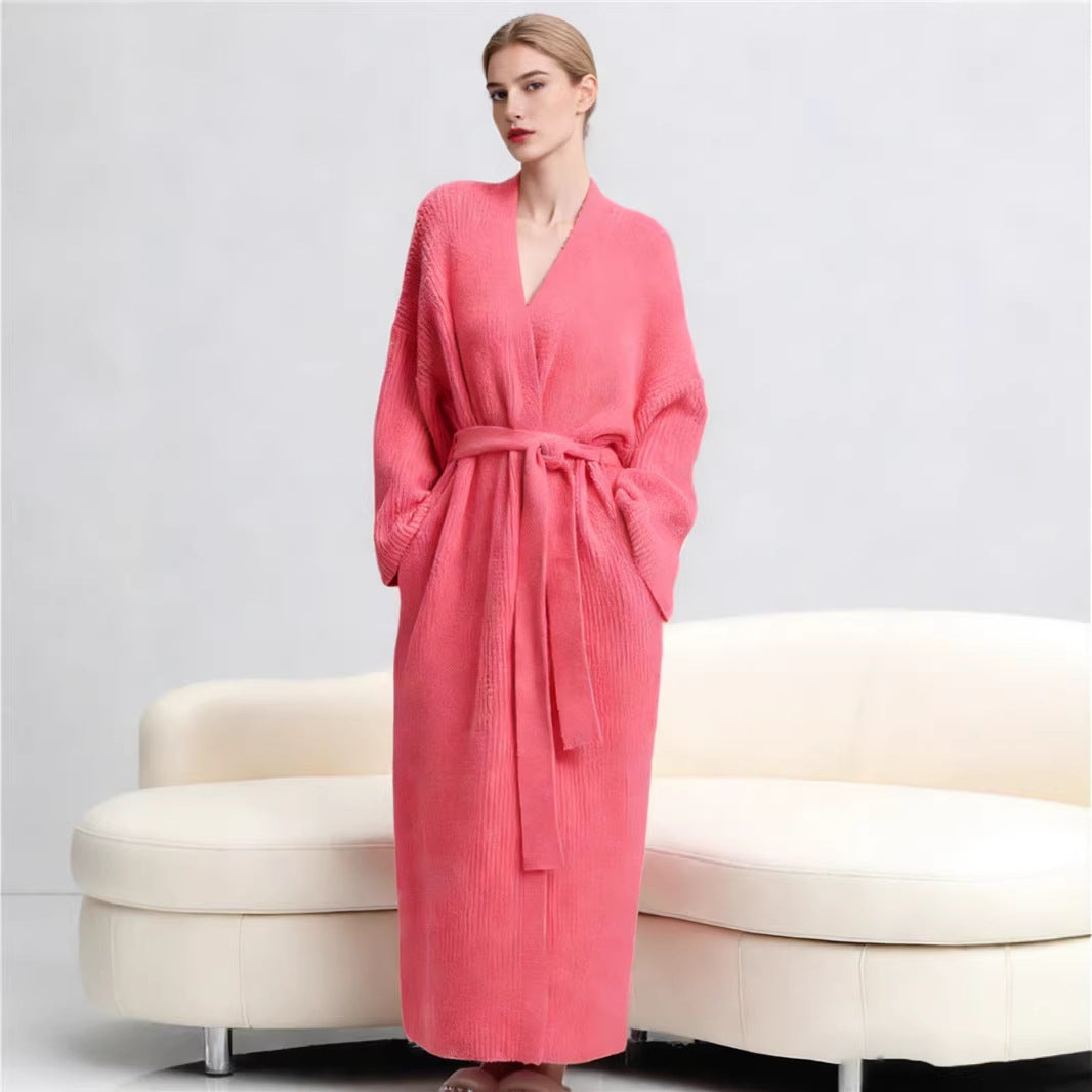 Elegant Waffle Knit Bath Robe | Women Loungewear