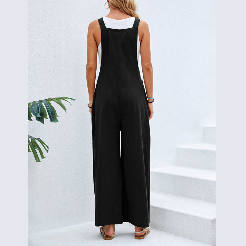 Women's Casual Wide Leg Overalls with Pockets