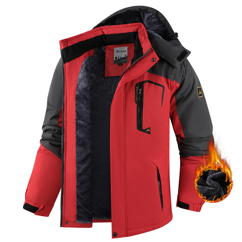 Fleece-Lined Hooded Outdoor Jacket