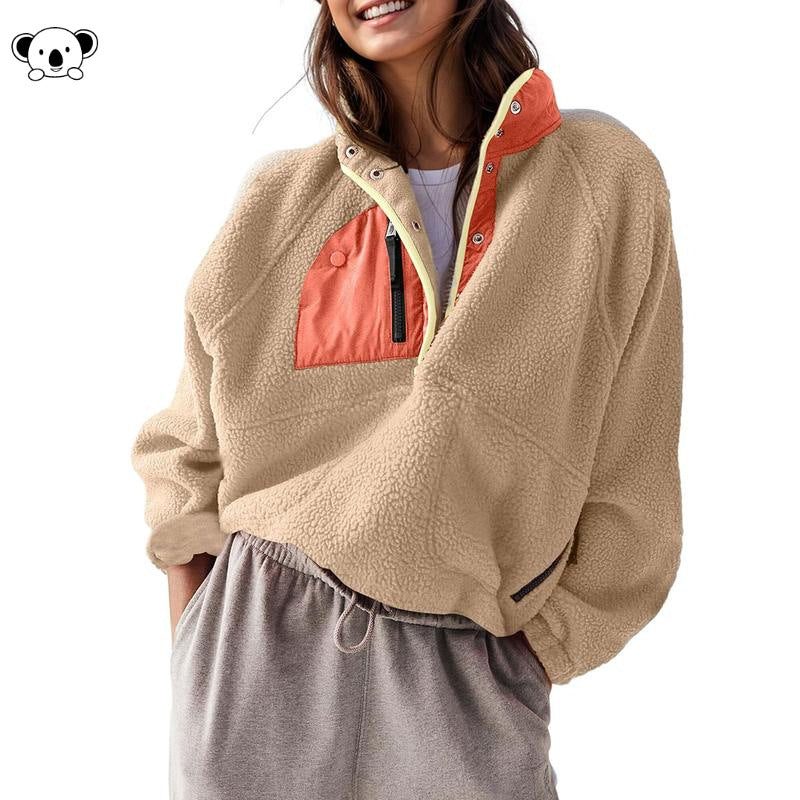 Women's Color Block Fleece Quarter-Zip Pullover