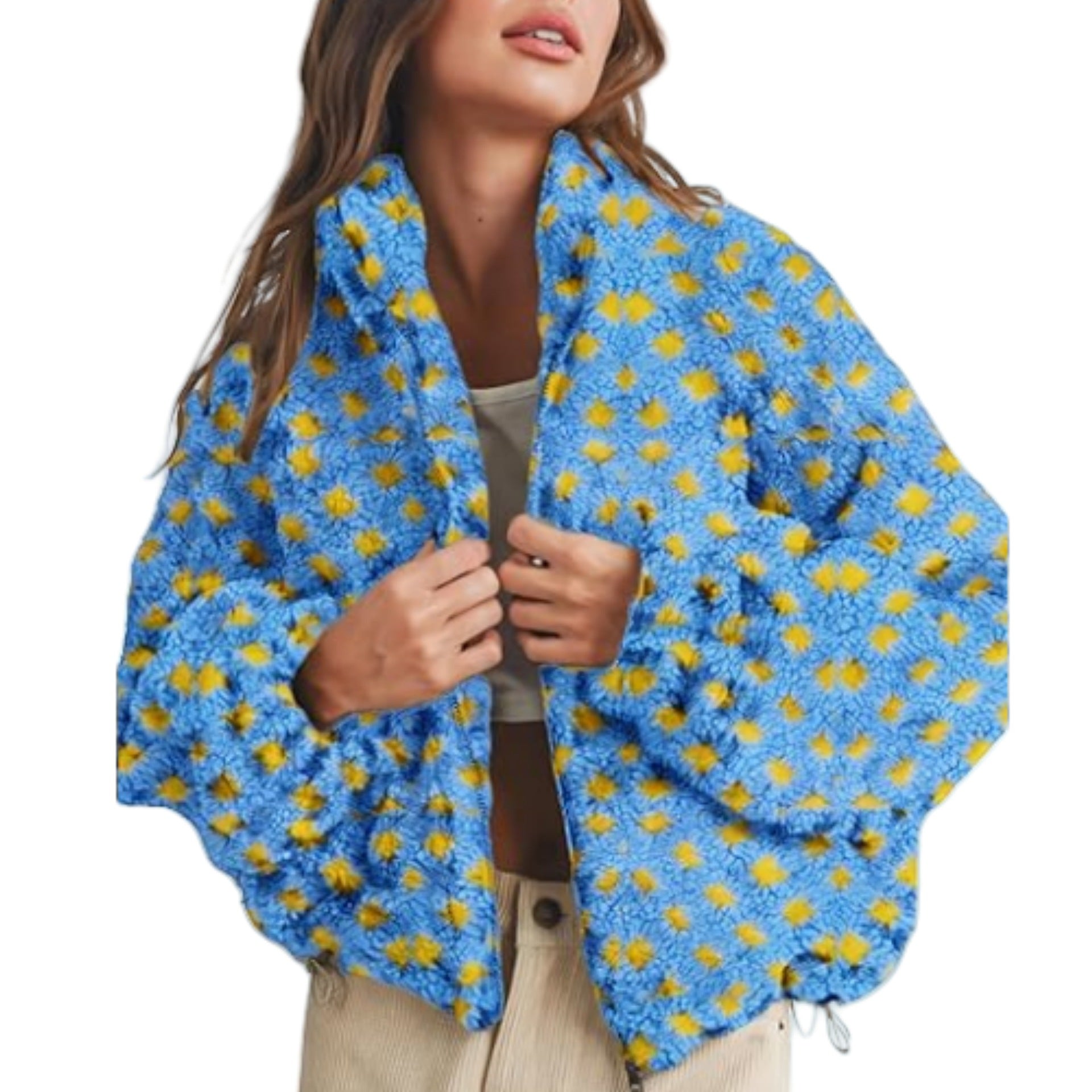 Women's Cozy Checkered Sherpa Jacket