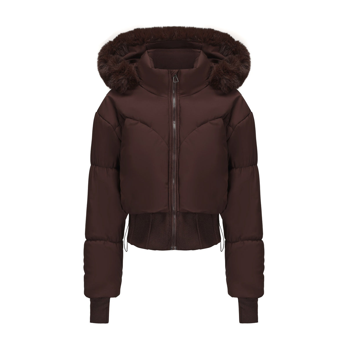 Plush-Trim Hooded Puffer
