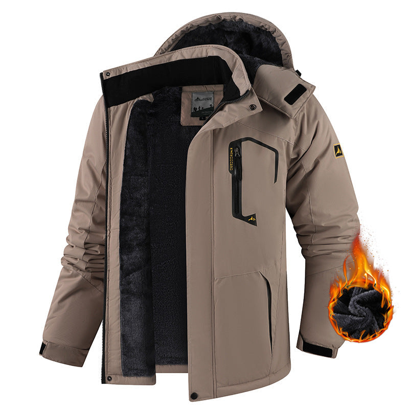 Fleece-Lined Hooded Outdoor Jacket