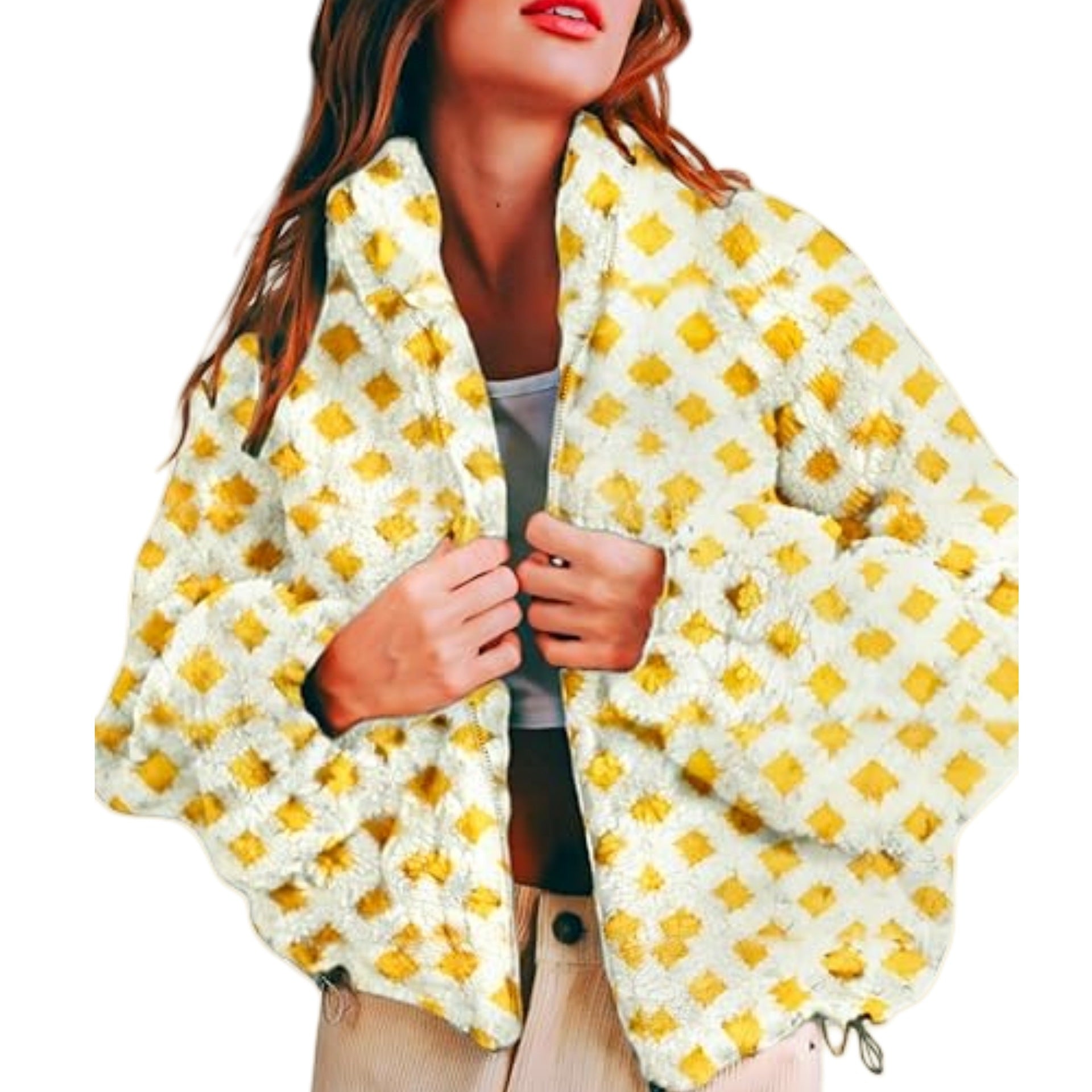 Women's Cozy Checkered Sherpa Jacket