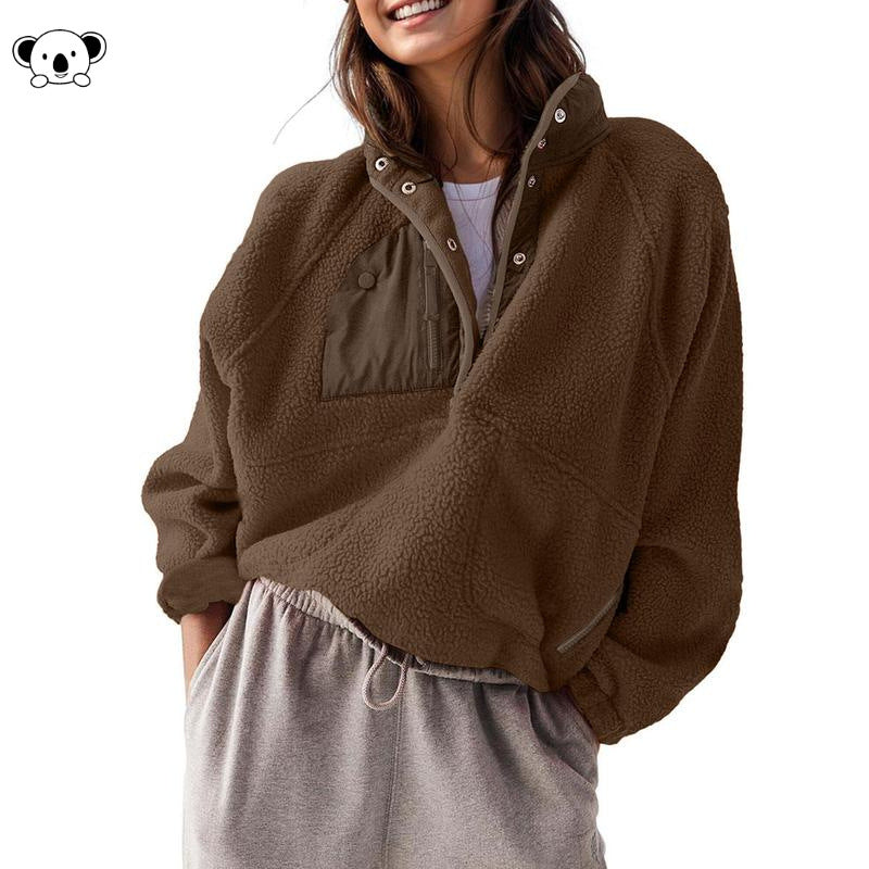 Women's Color Block Fleece Quarter-Zip Pullover