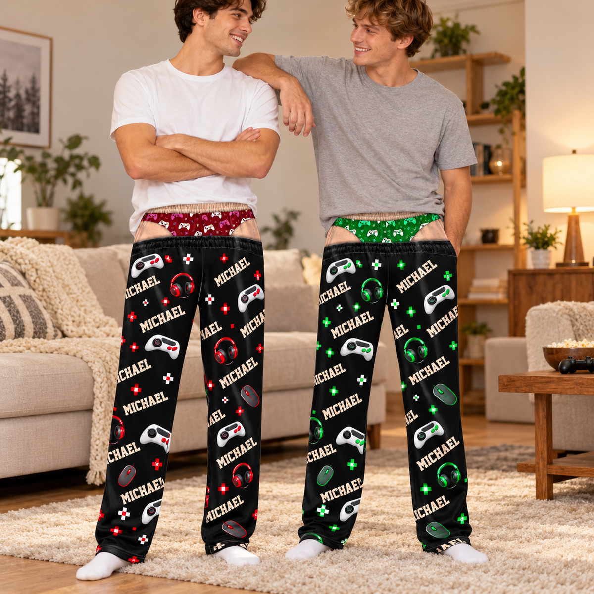 Custom Name Video Game Pajama Pants – Personalized Men’s Gaming Sleepwear