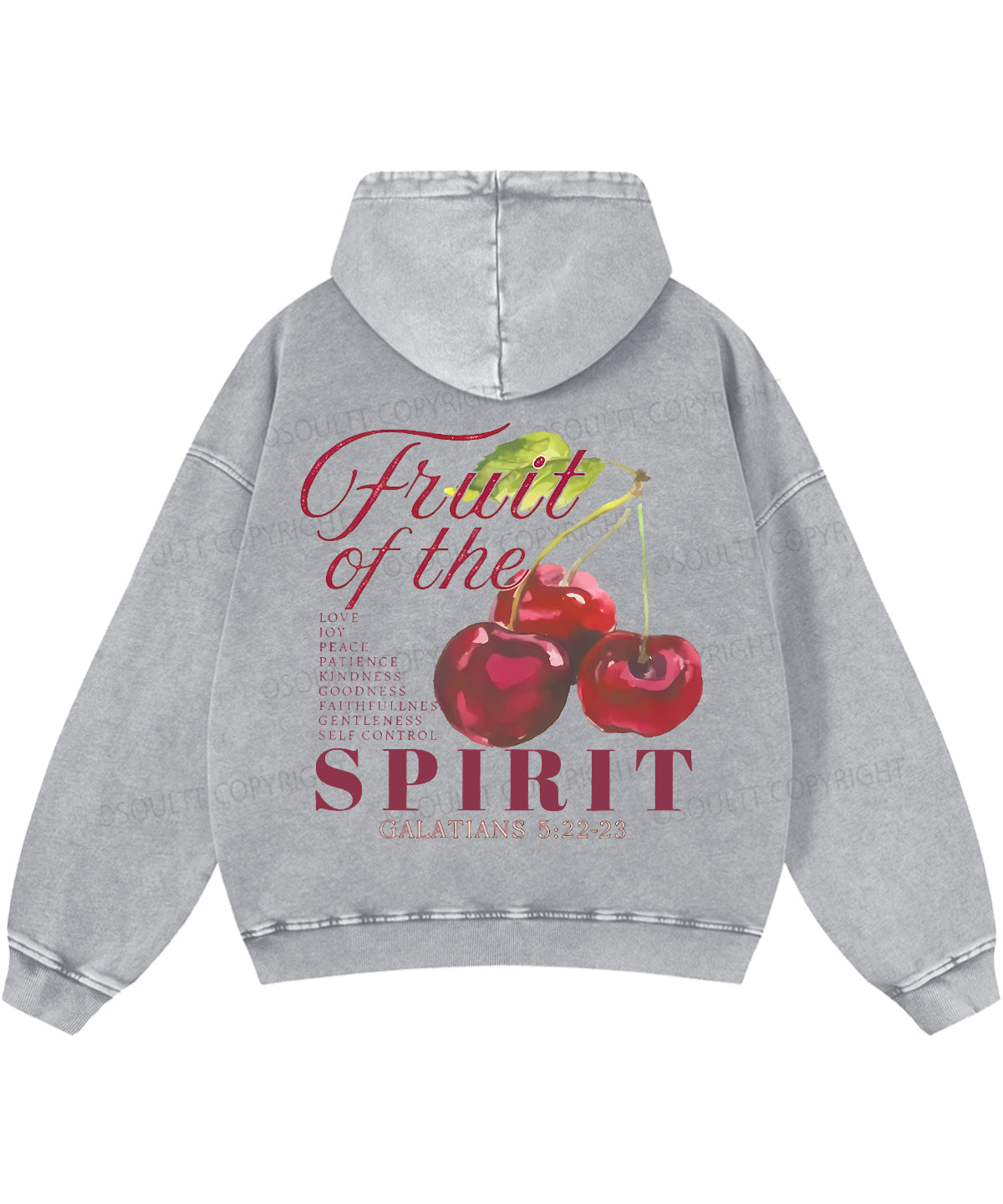 Fruit Of The Spirit Double Sided Washed Christian Hoodie