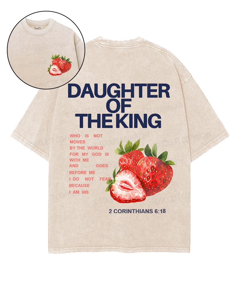 Daughter Of Theking Double Sided Unisex Washed Christian T-shirt