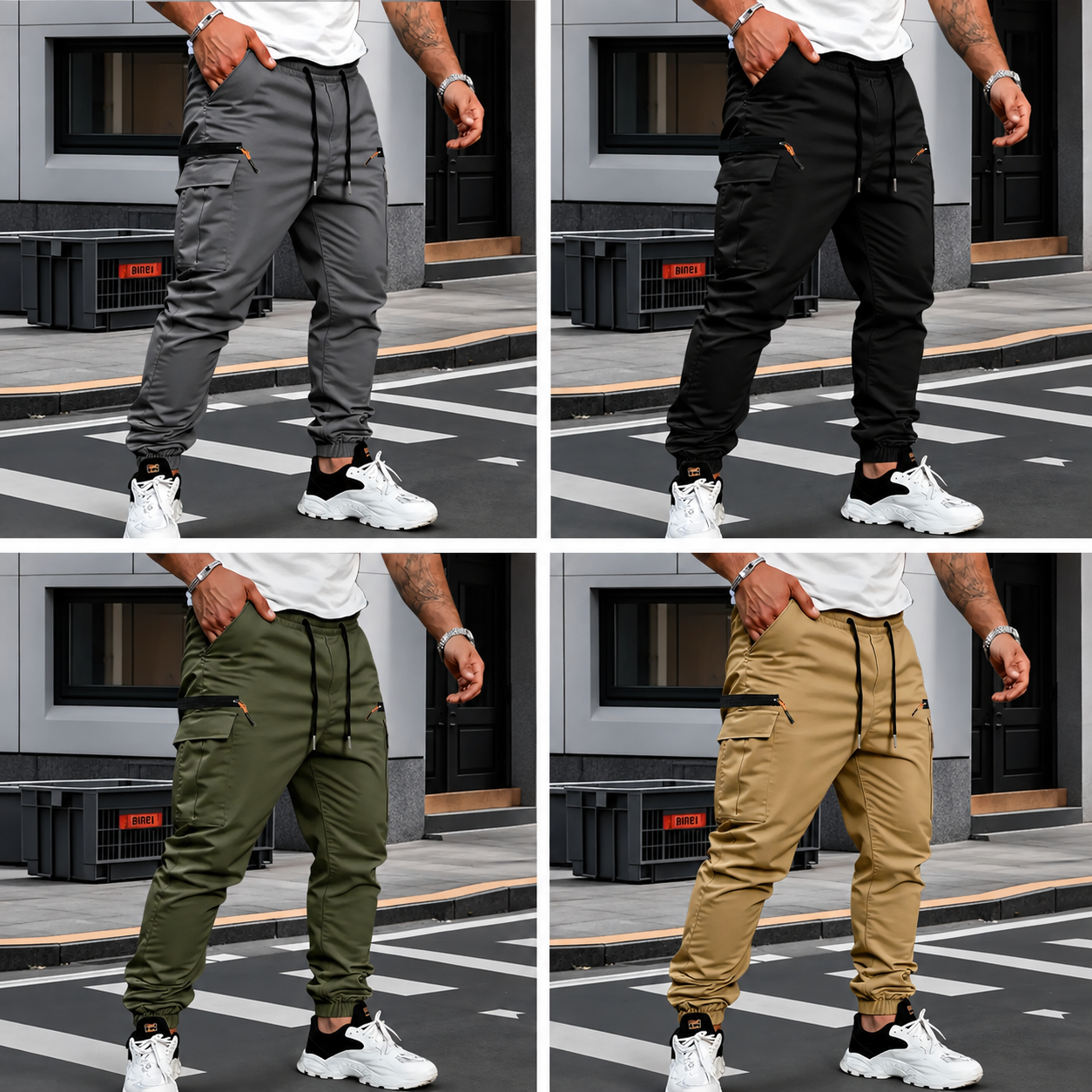 Men's Stretch Terry Cargo Pants – Casual Retro Fit | All-Season Daily Wear