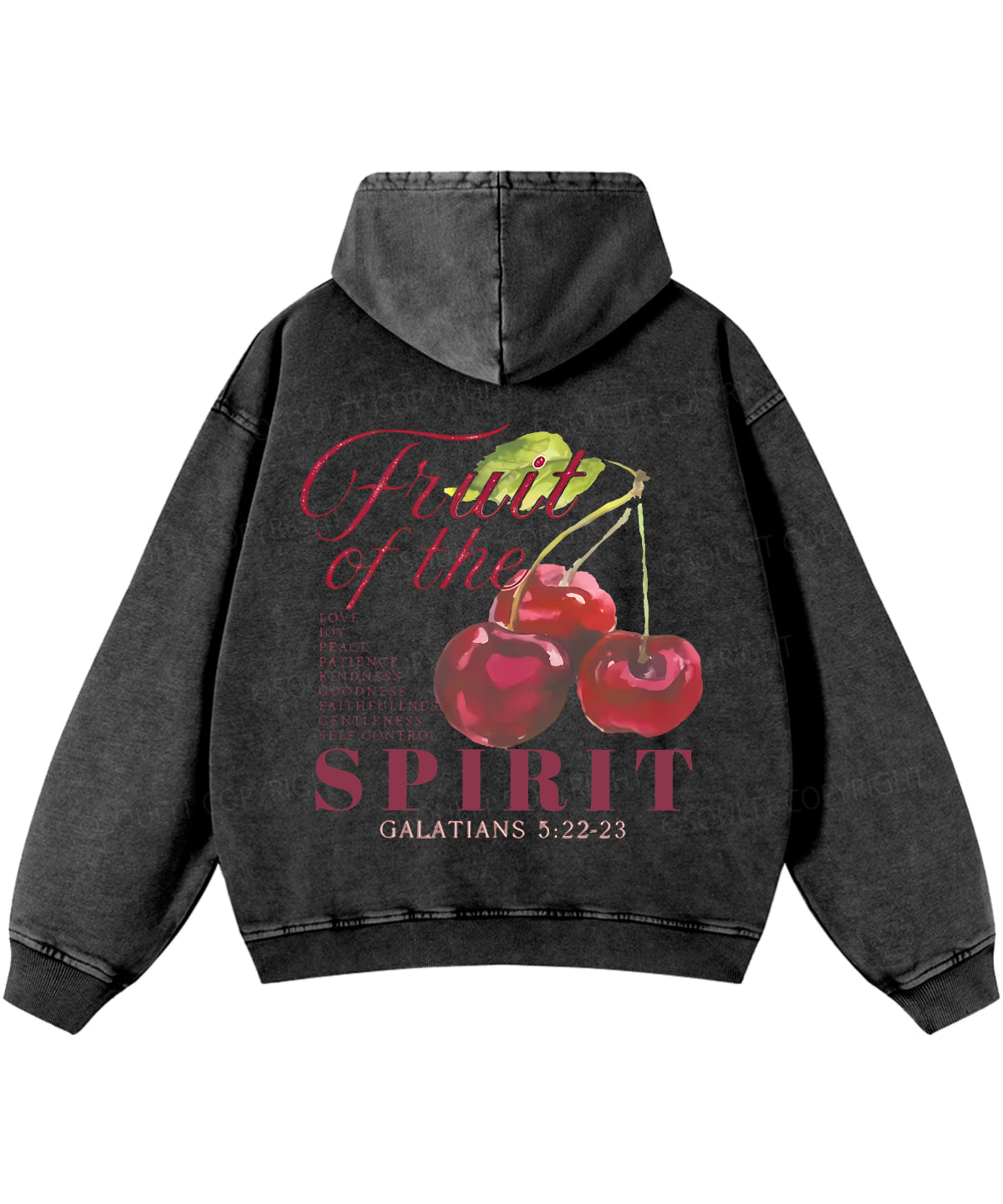 Fruit Of The Spirit Double Sided Washed Christian Hoodie