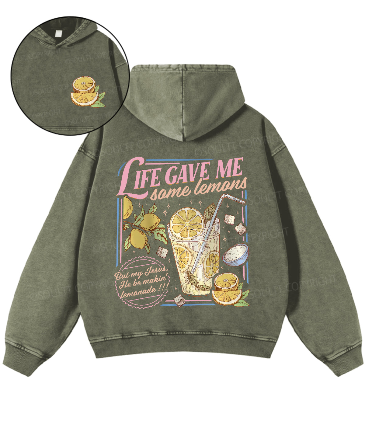 Life Gave Me Some Lemans Double Sided Washed Christian Hoodie