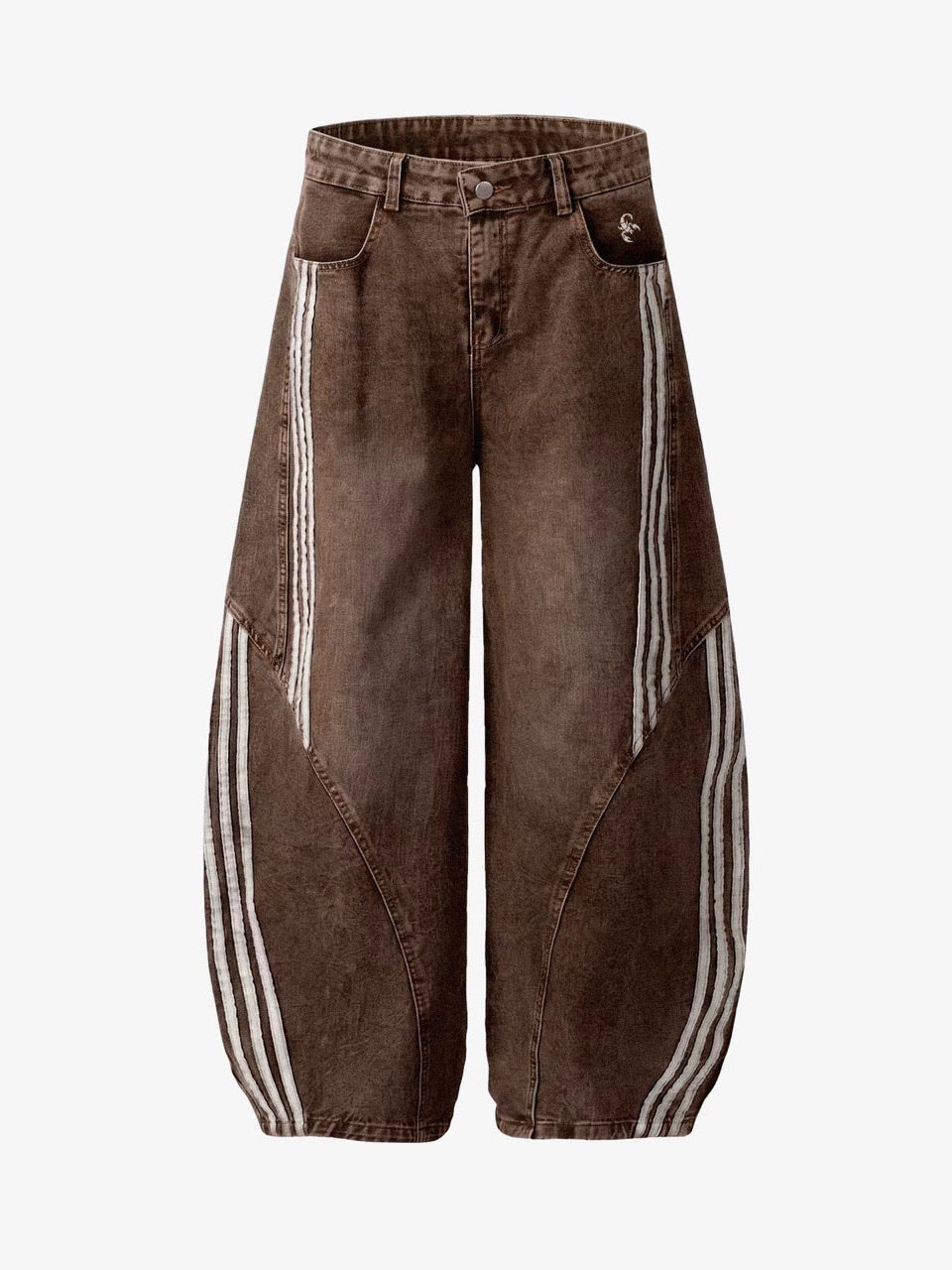 Side-Stripe Barrel Jeans