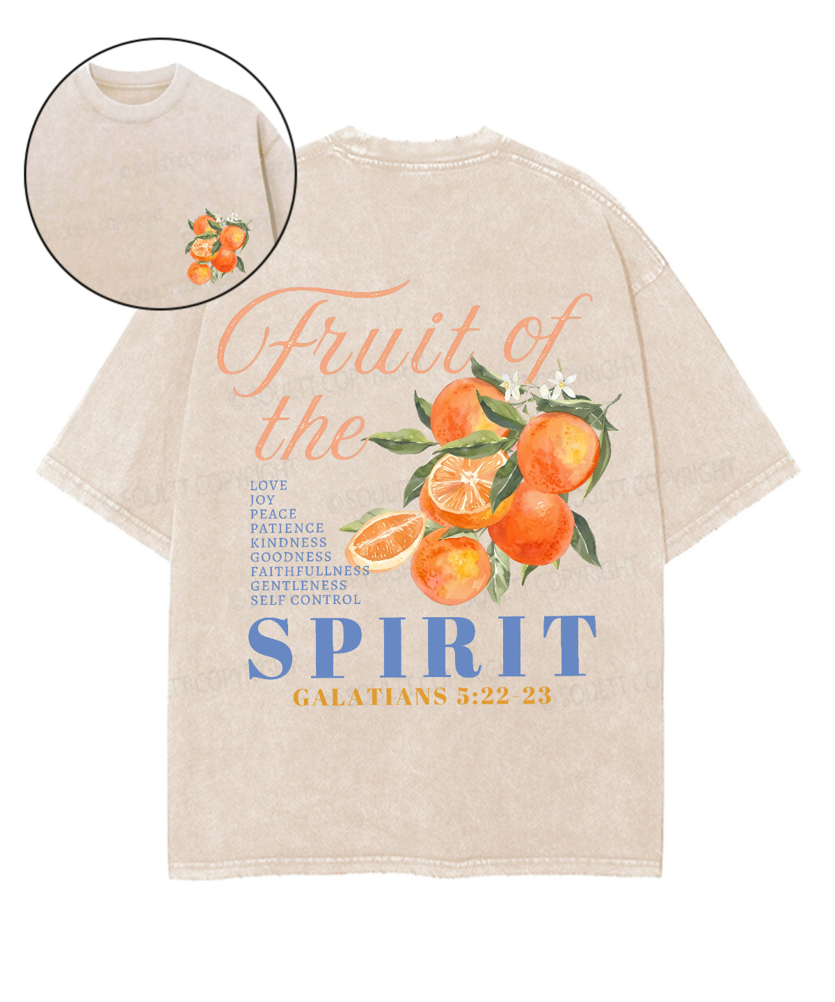 Fruit Of The Spirit Double Sided Unisex Washed Christian T-shirt