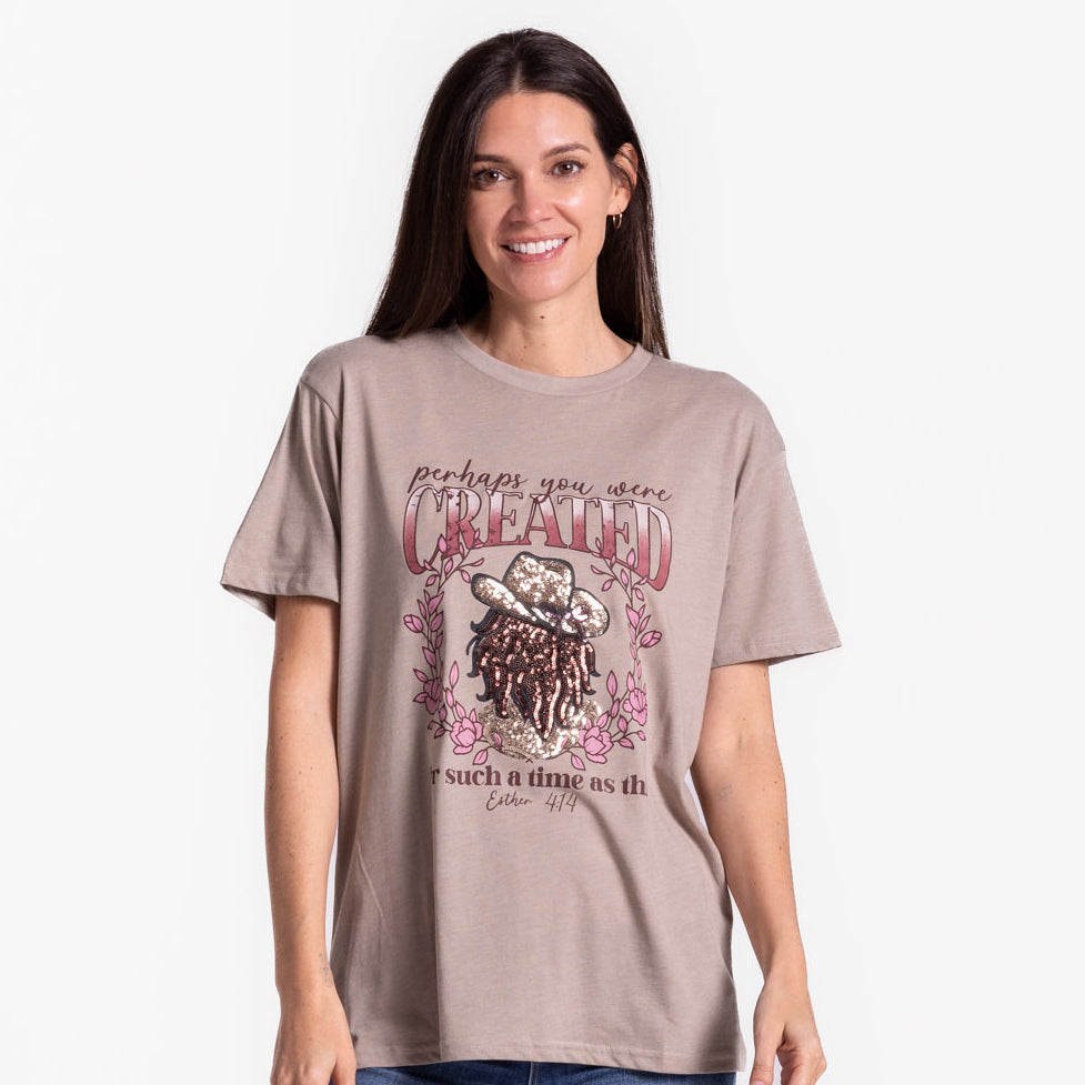 Embellished Perhaps you were Created Sequin Tee