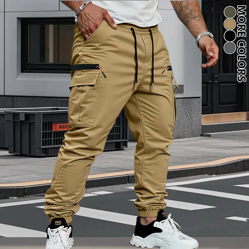 Men's Stretch Terry Cargo Pants – Casual Retro Fit | All-Season Daily Wear