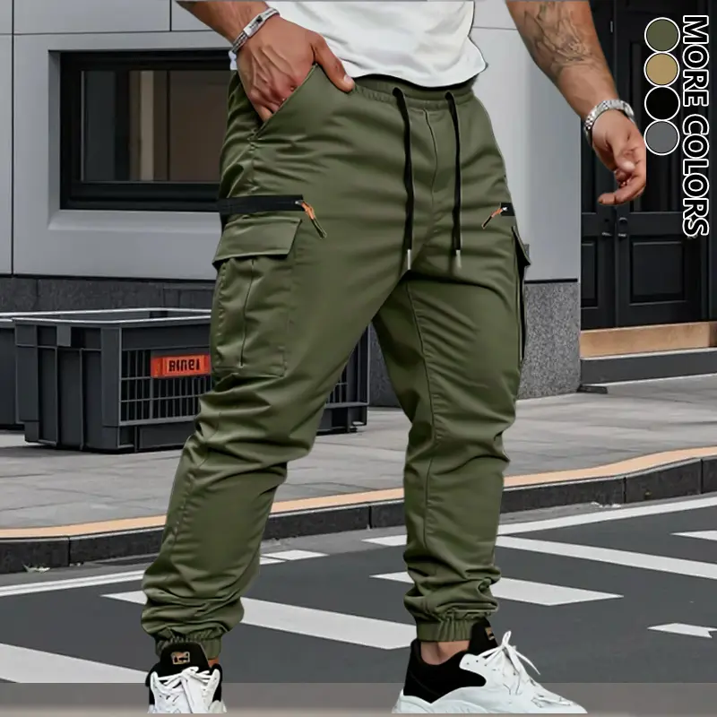 Men's Stretch Terry Cargo Pants – Casual Retro Fit | All-Season Daily Wear