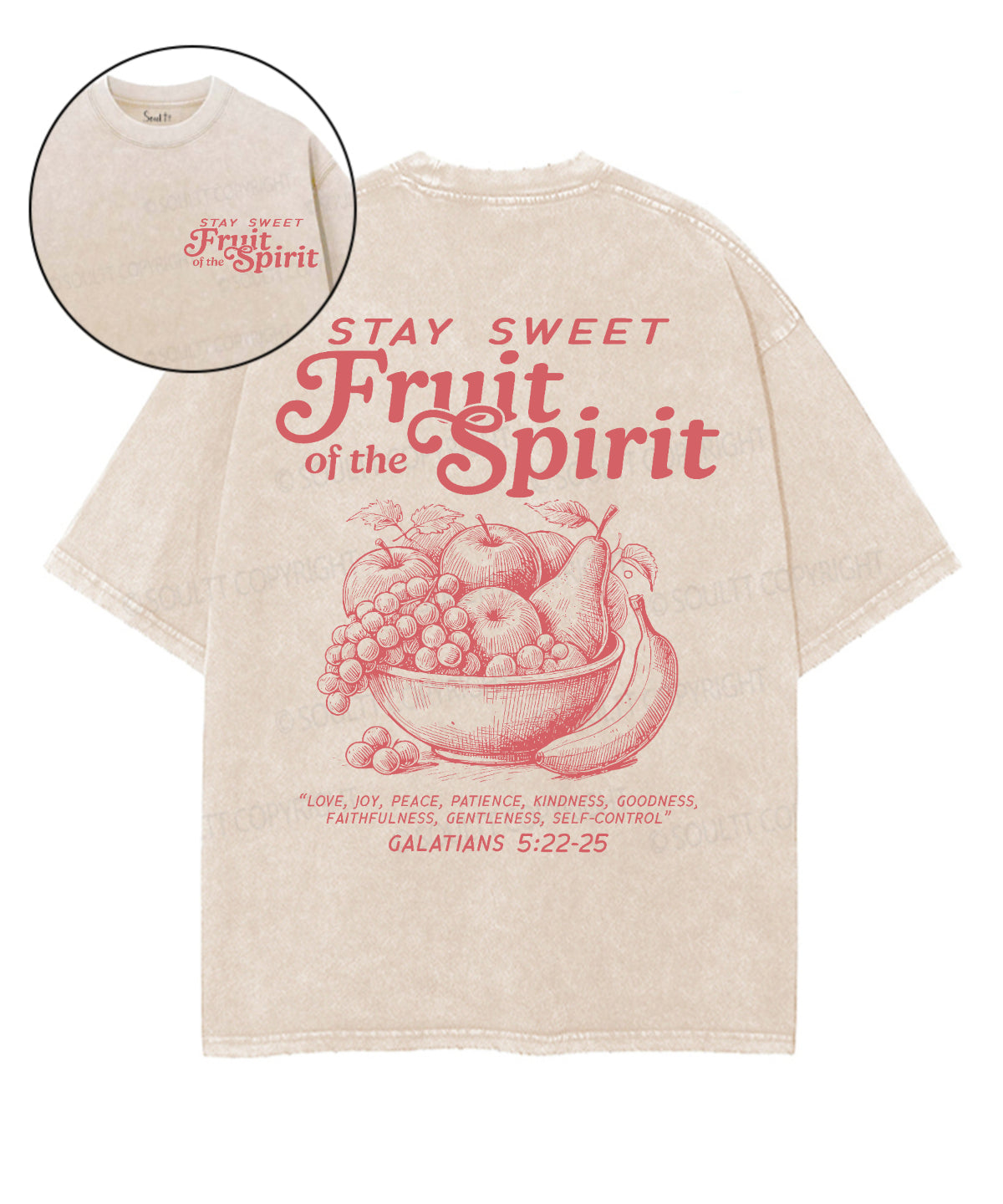 Fruit Of The Spirit Double Sided Unisex Washed Christian T-shirt