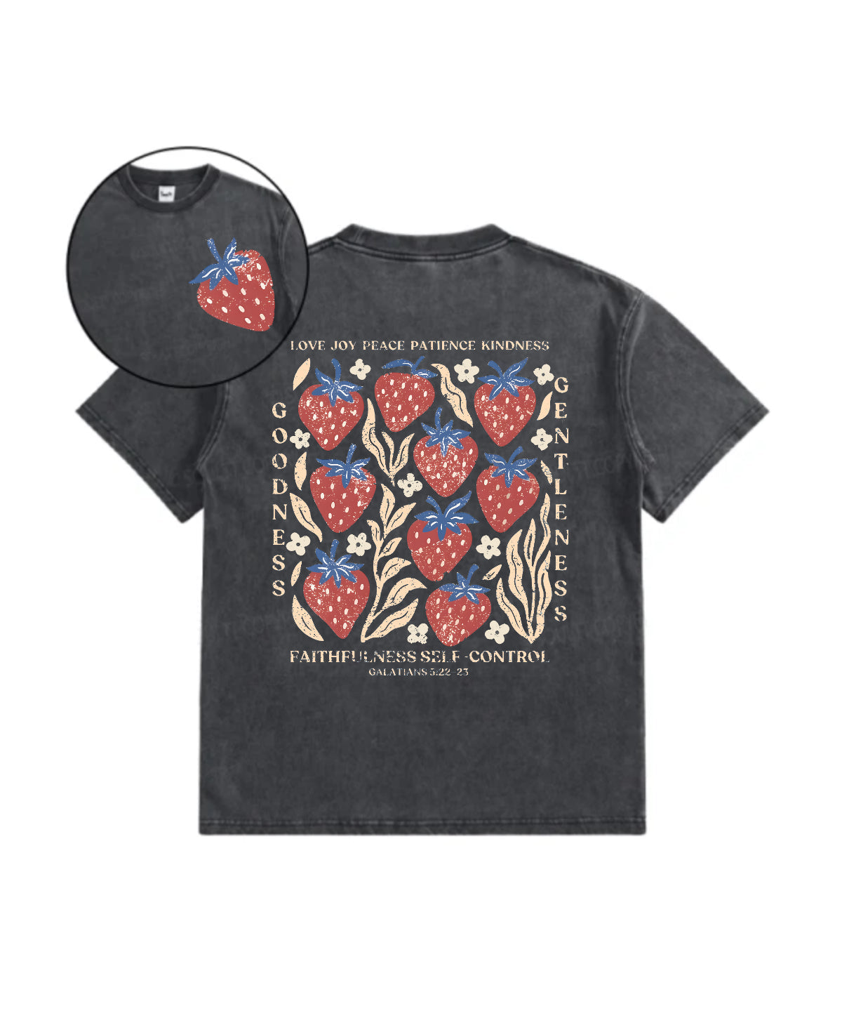 Kids Fruit Of The Spirit Double Sided Washed Christian T-shirt