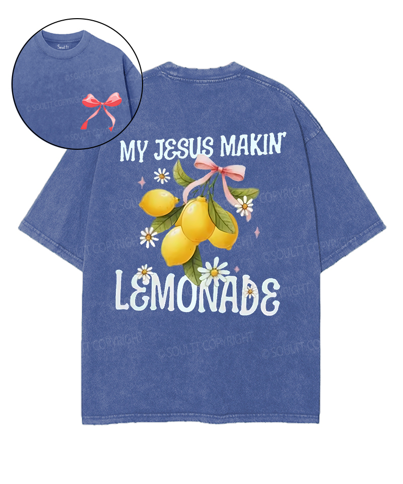 Jesus Making Lemonade Double Sided Unisex Washed Christian T-shirt