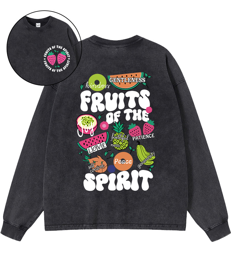 Fruit of the Spirit Washed Christian Long-sleeve T-shirt