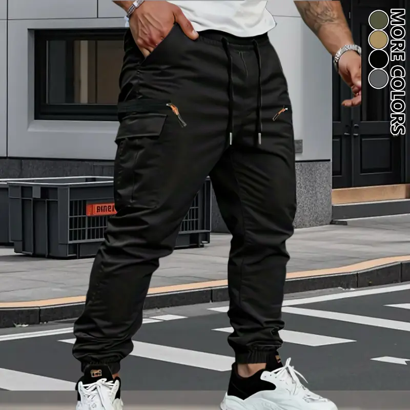 Men's Stretch Terry Cargo Pants – Casual Retro Fit | All-Season Daily Wear