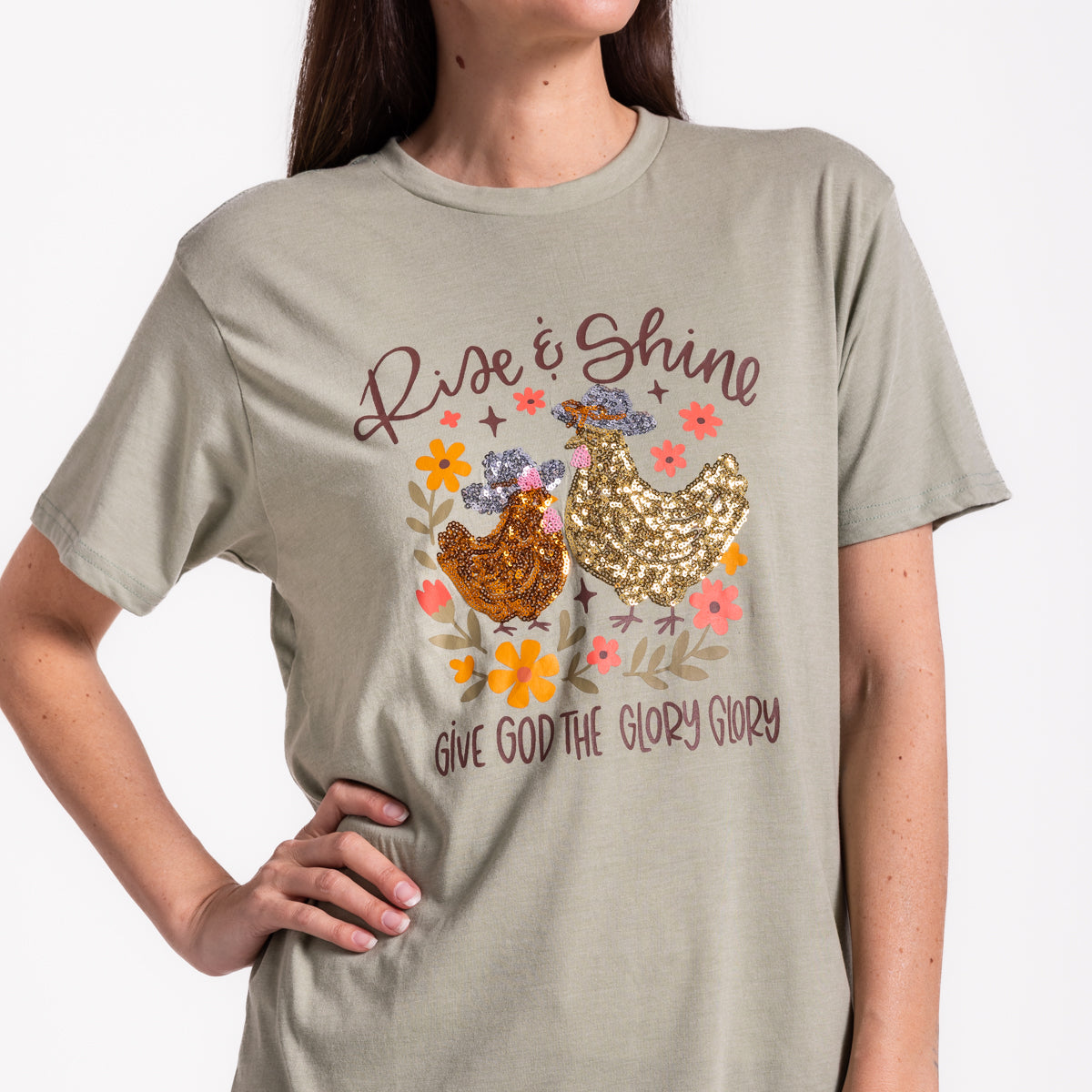Embellished Rise and Shine Sequin Tee