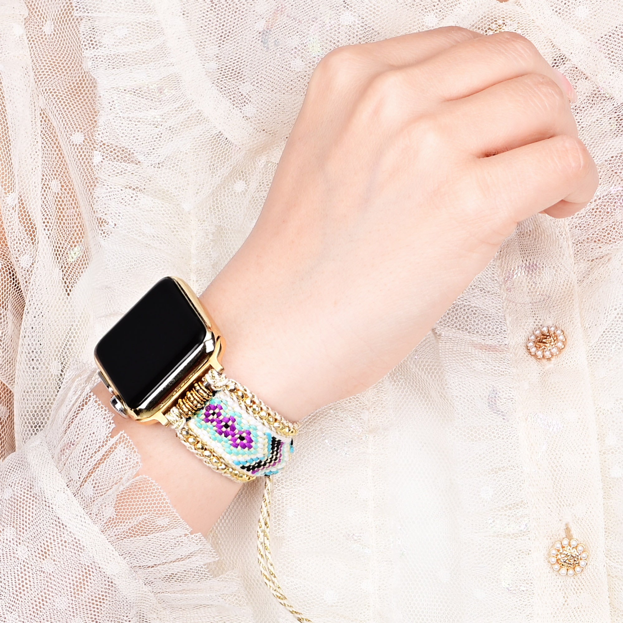 Golden Flower Apple Watch Strap