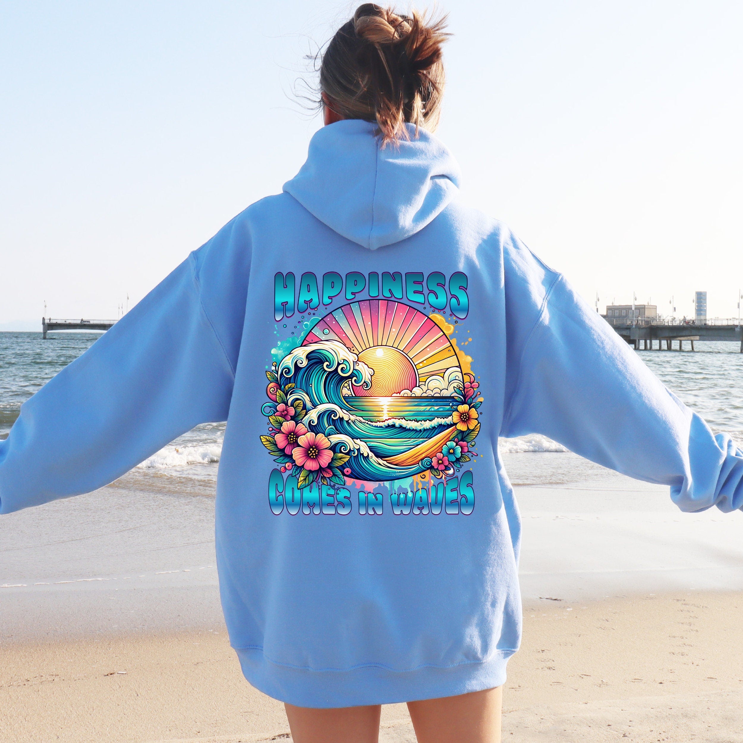 Happiness Comes In Waves Hoodie V6