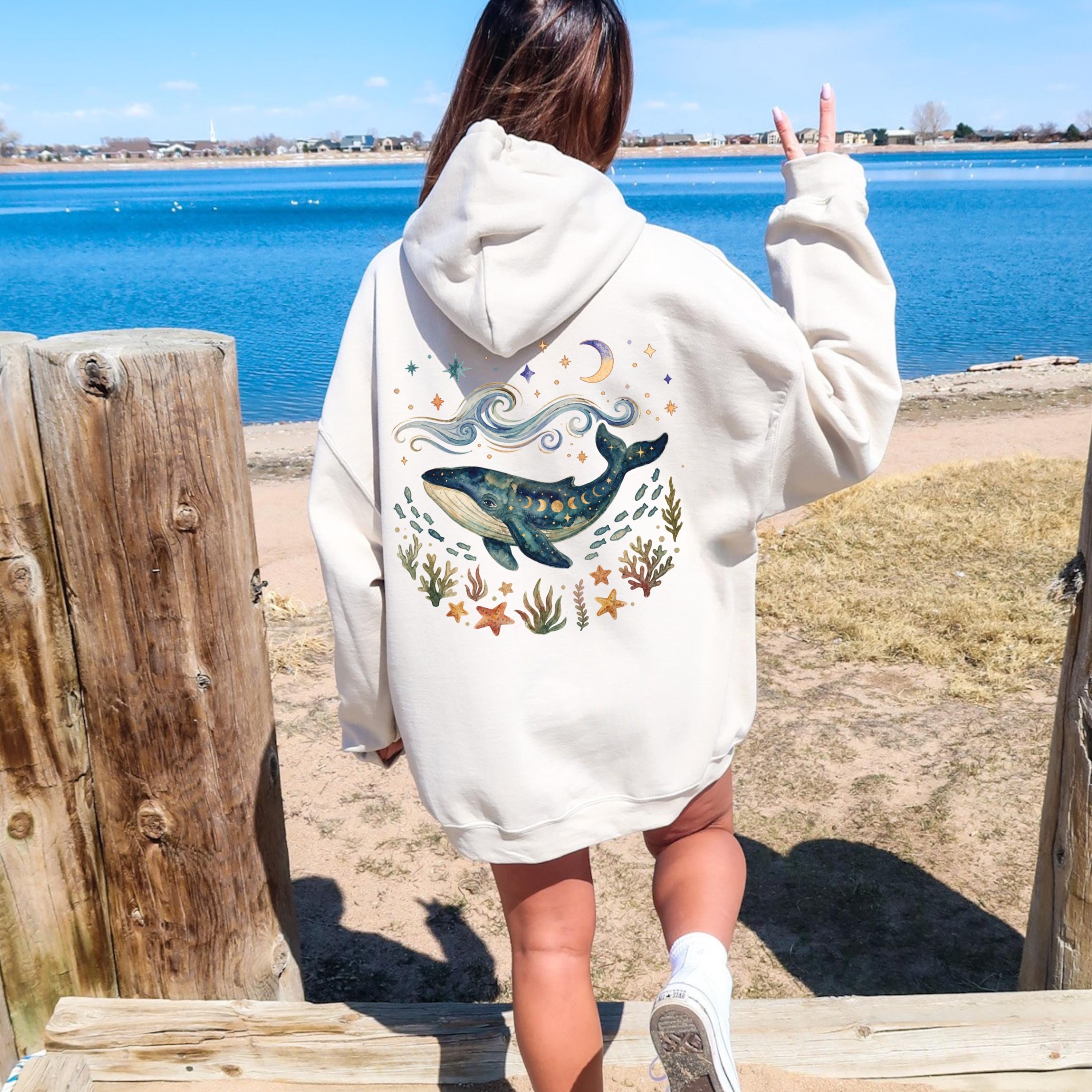 Blue Whale Celestial Waves Hoodie