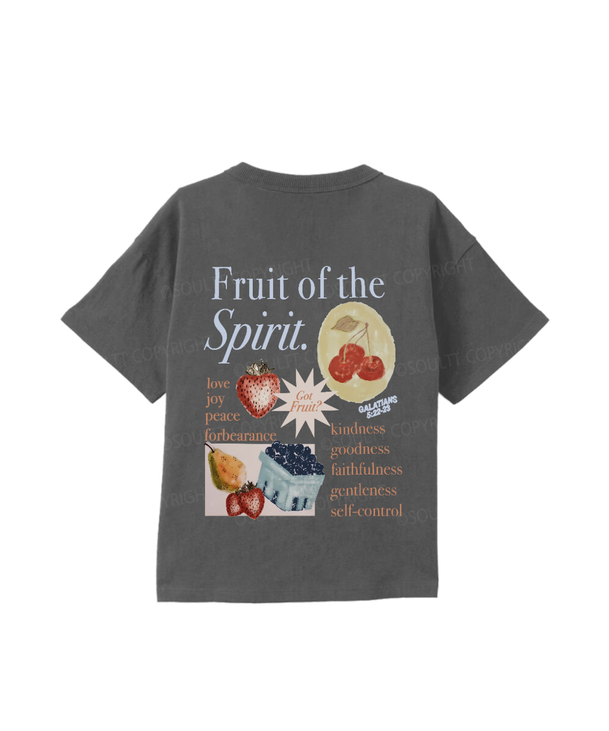 Kids Fruit Of The Spirit Double Sided Cotton Christian T-shirt