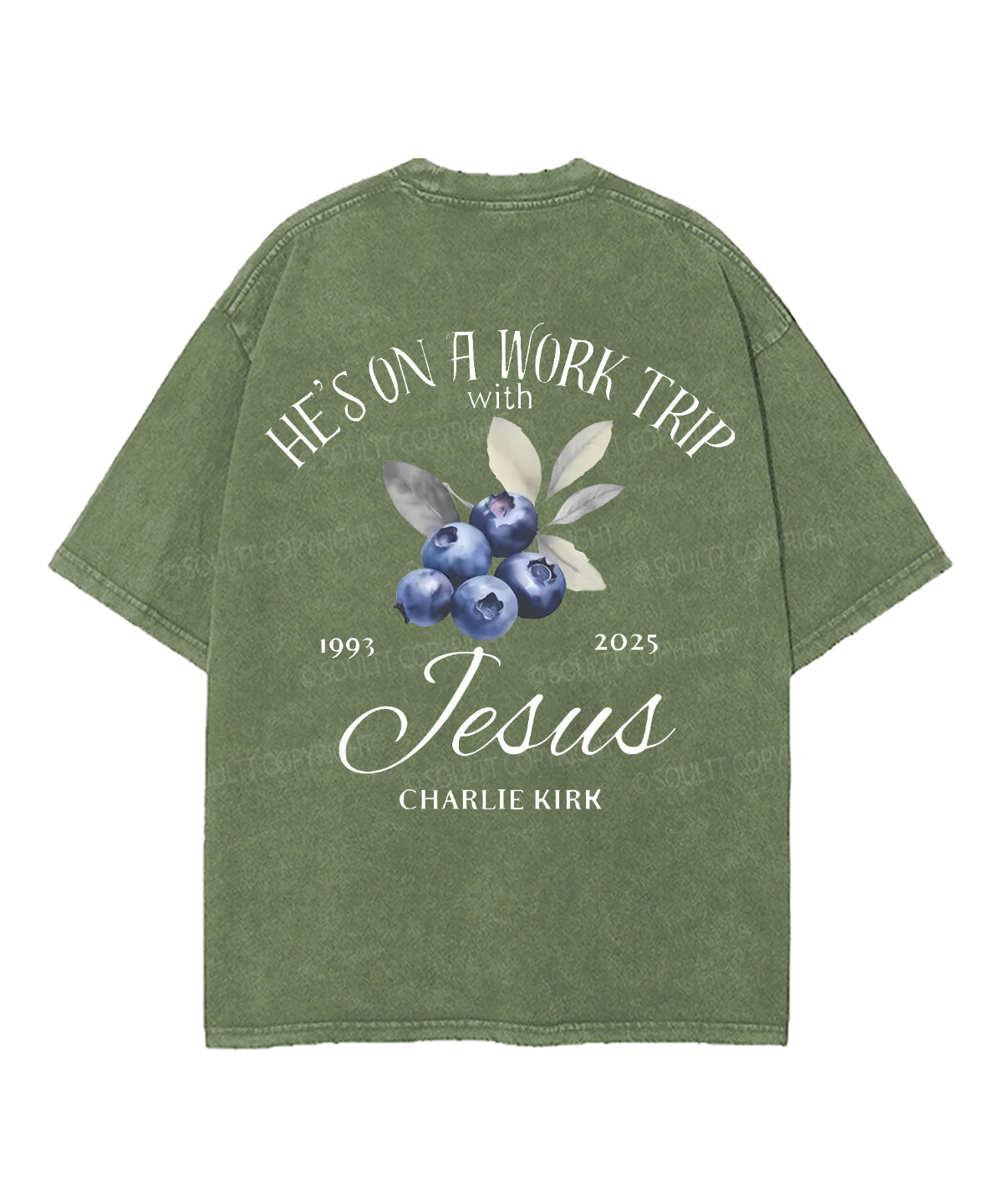 He's On A Work Trip Double Sided Unisex Washed Christian T-shirt