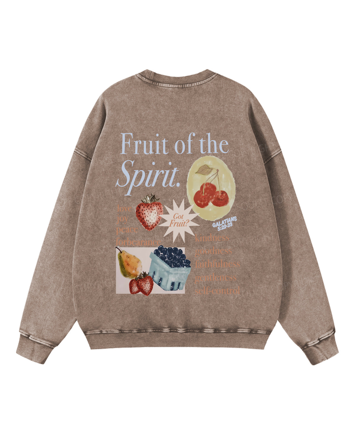 Fruit Of The Spirit Double Sided Washed Christian Sweatshirt