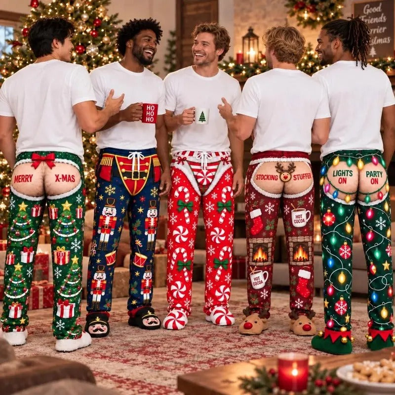 Cheeky Christmas Pajama Pants – Funny Men’s Holiday Bottoms