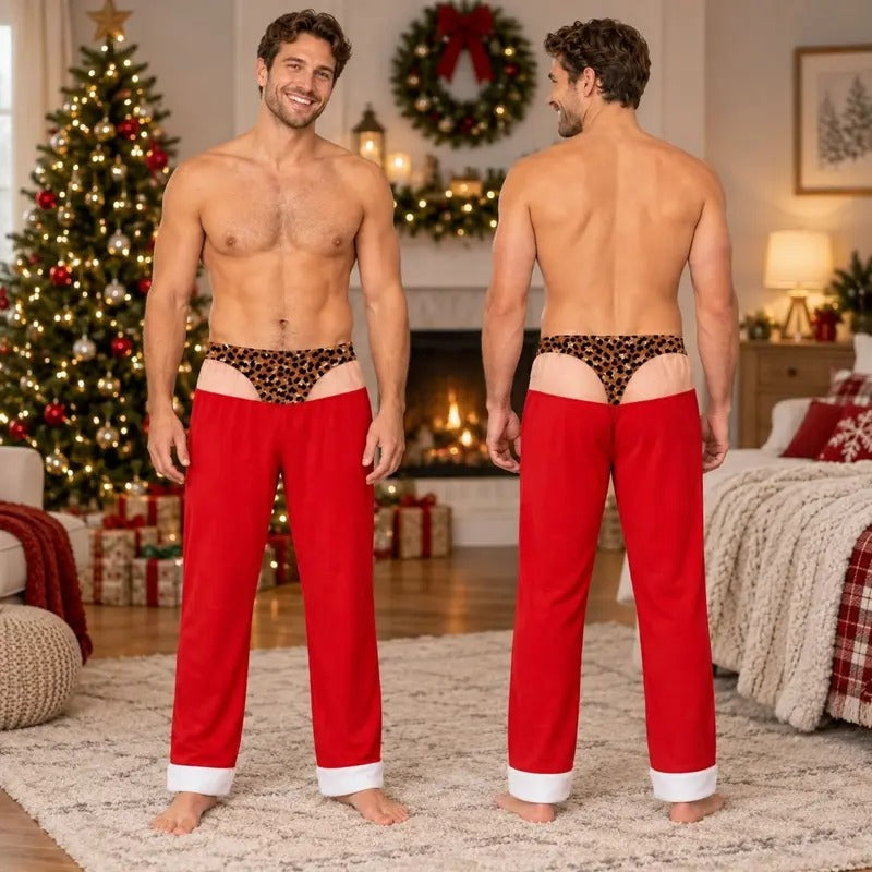 Santa & Reindeer Novelty Pajama Pants – Fake Underwear Print