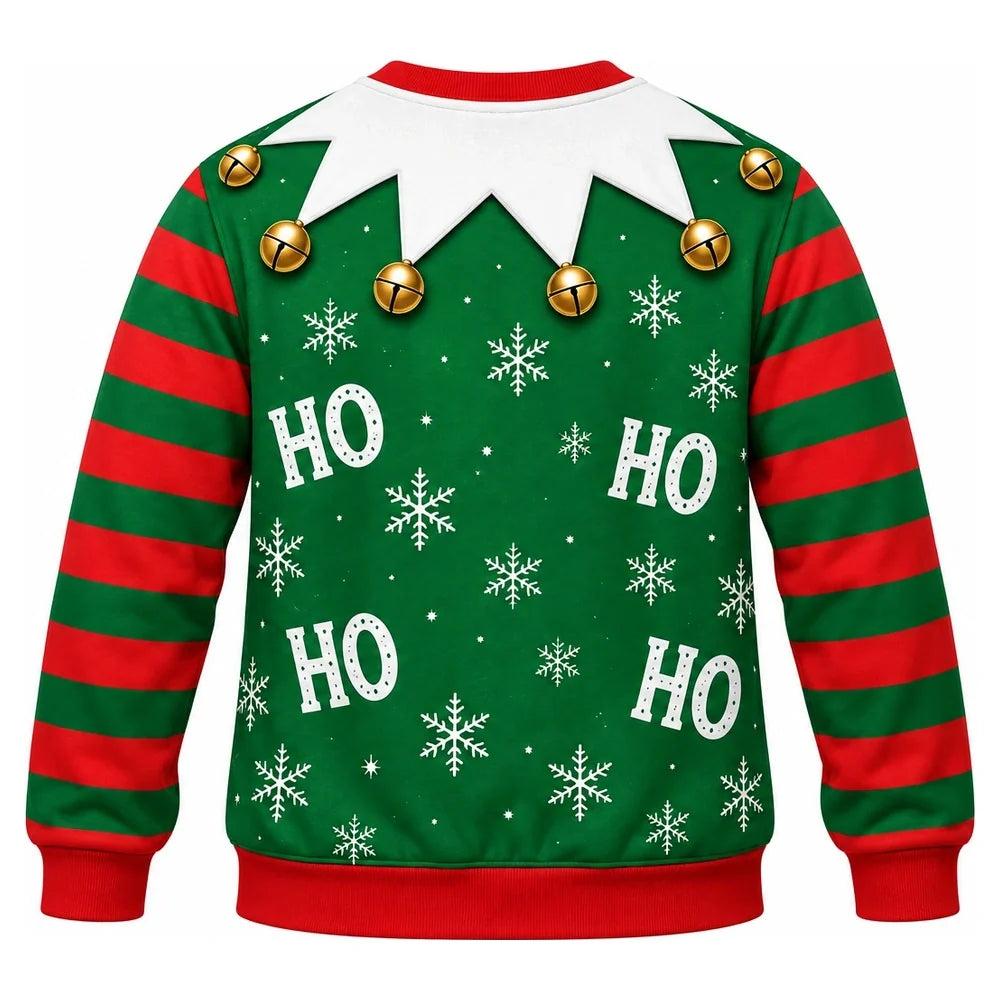 Men's Funny Christmas Fake Abs Sweatshirt – Elf Muscle Ugly Christmas Sweater