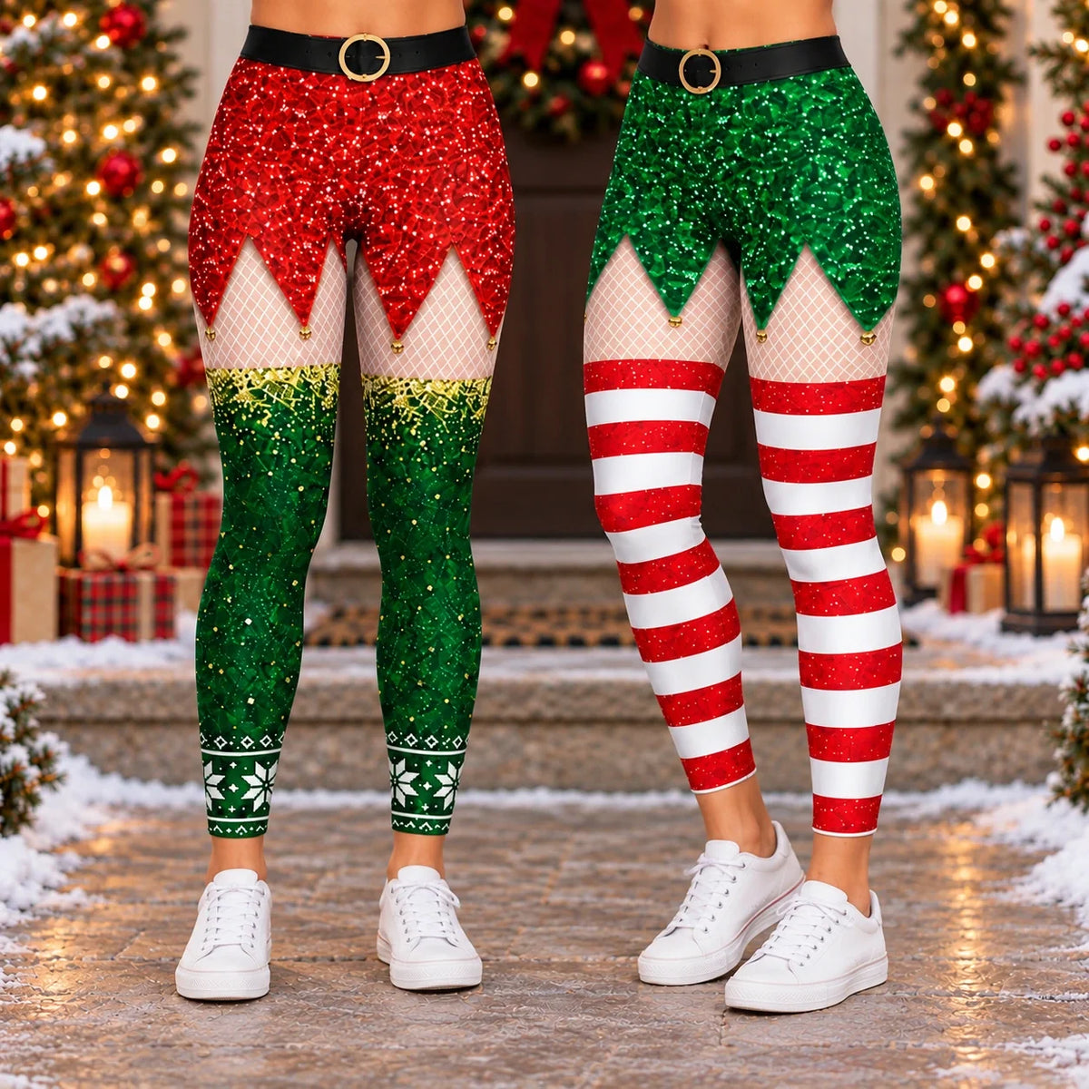 Custom Funny Christmas Elf Costume Gifts - Personalized Leggings