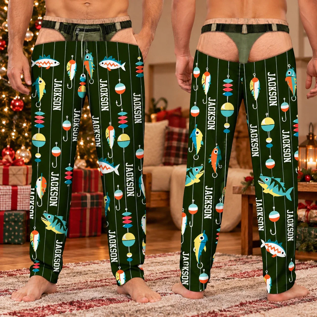 Custom Name Hook and Lure Gifts for Men - Personalized Pajama Pants