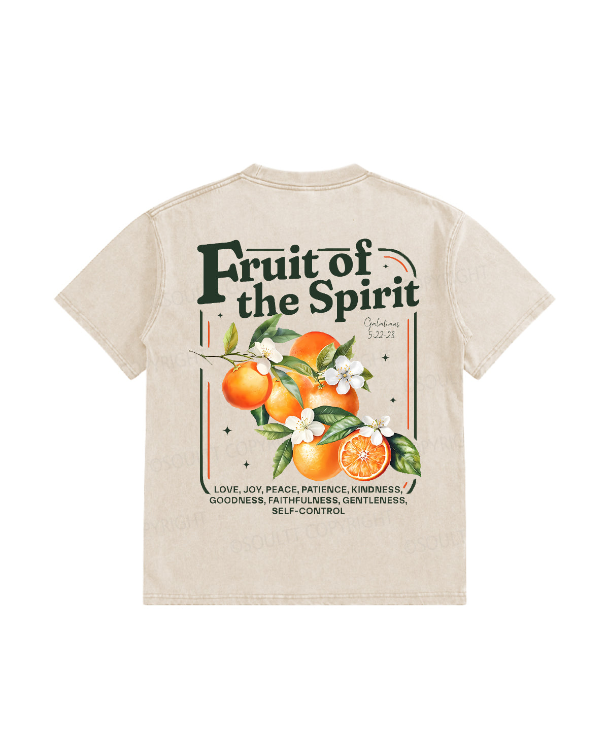 Kids Fruit Of The Spirit Double Sided Washed Christian T-shirt