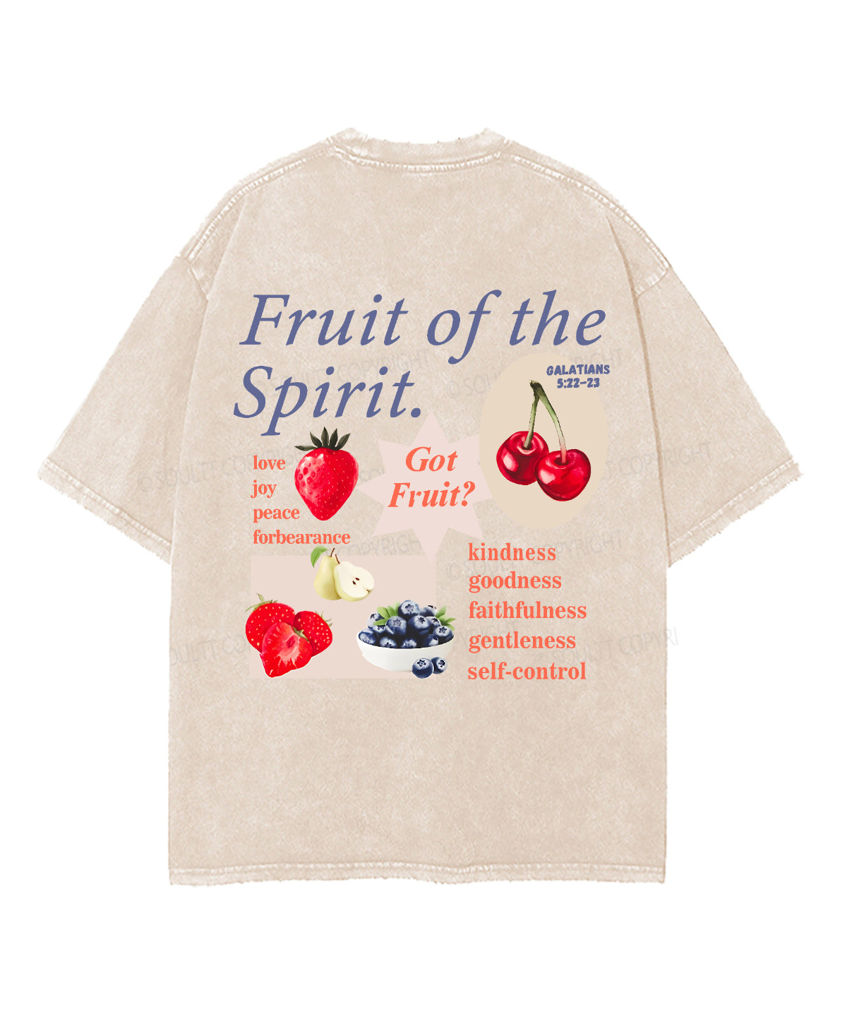 Fruit Of The Spirit Double Sided Unisex Washed Christian T-shirt