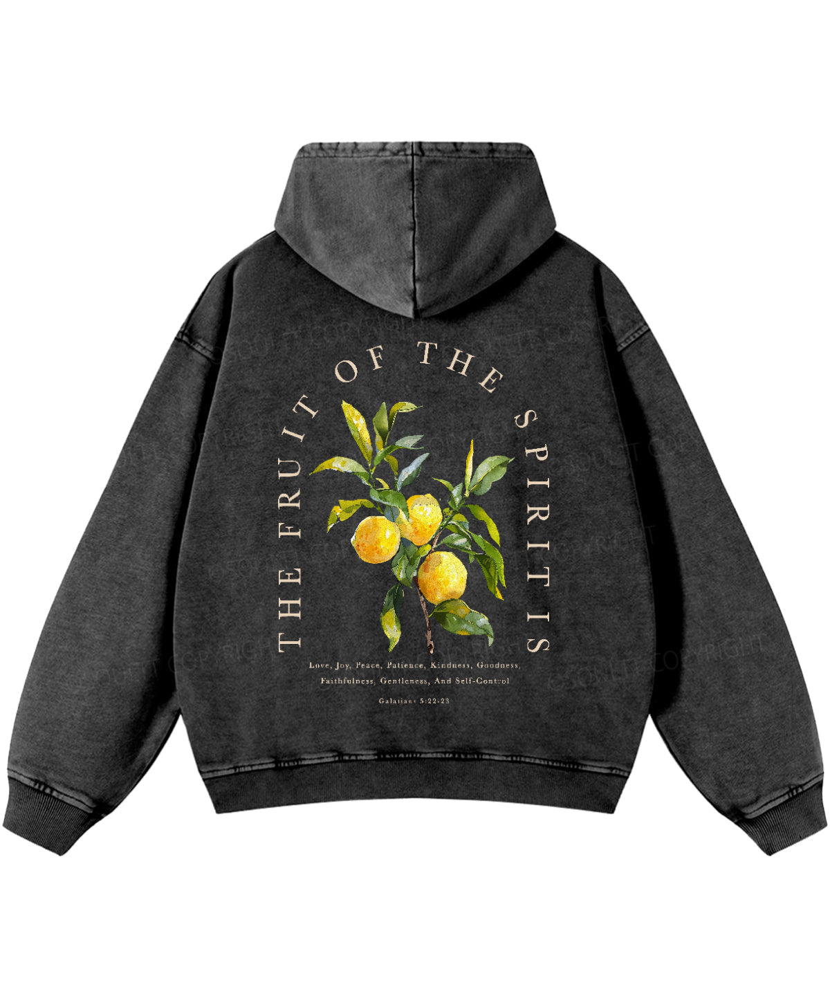 The Fruit Of The Spirit Double Sided Washed Christian Hoodie