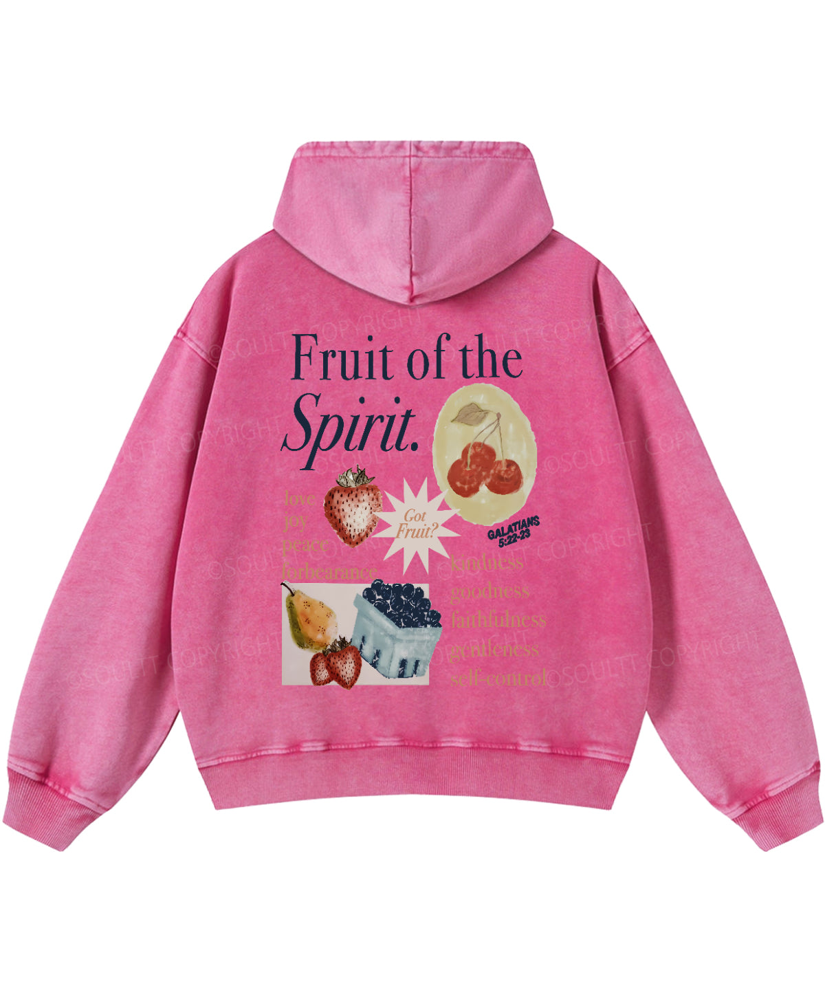 Fruit Of The Spirit Double Sided Washed Christian Hoodie