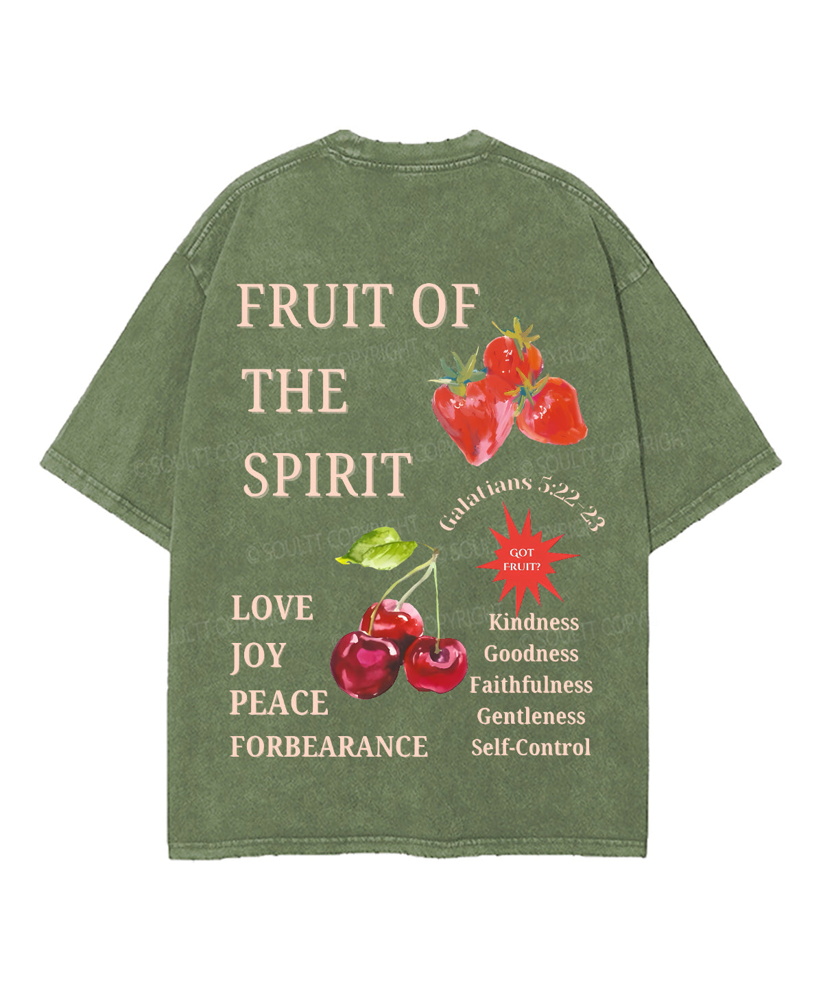 Fruit Of The Spirit Double Sided Unisex Washed Christian T-shirt