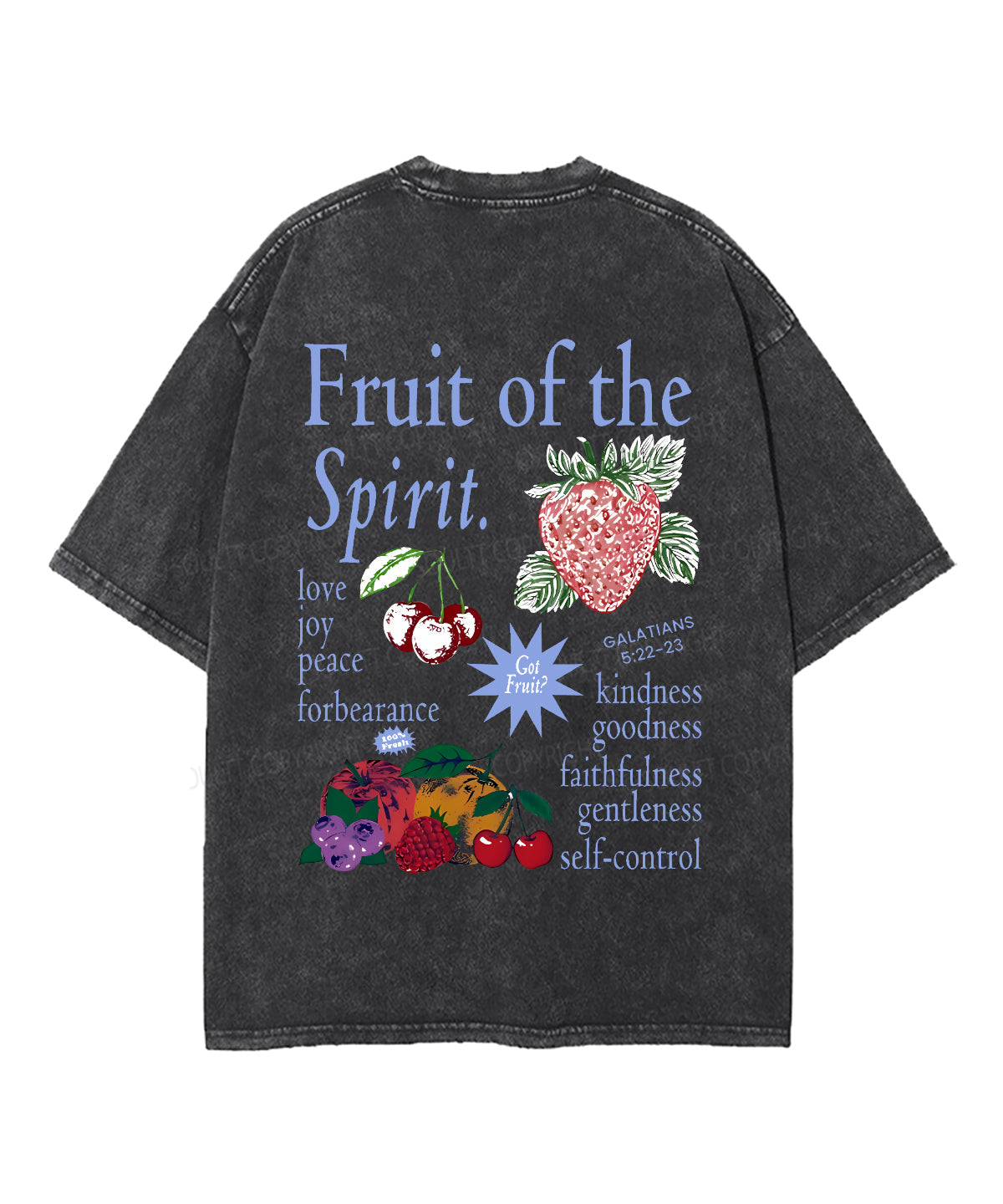 Fruit Of The Spirit Double Sided Unisex Washed Christian T-shirt